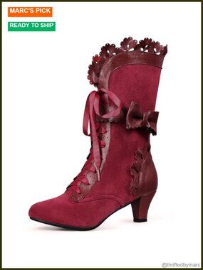 Women's Lace Up Mid-Calf Combat Boots with Rhinestones and Tassels